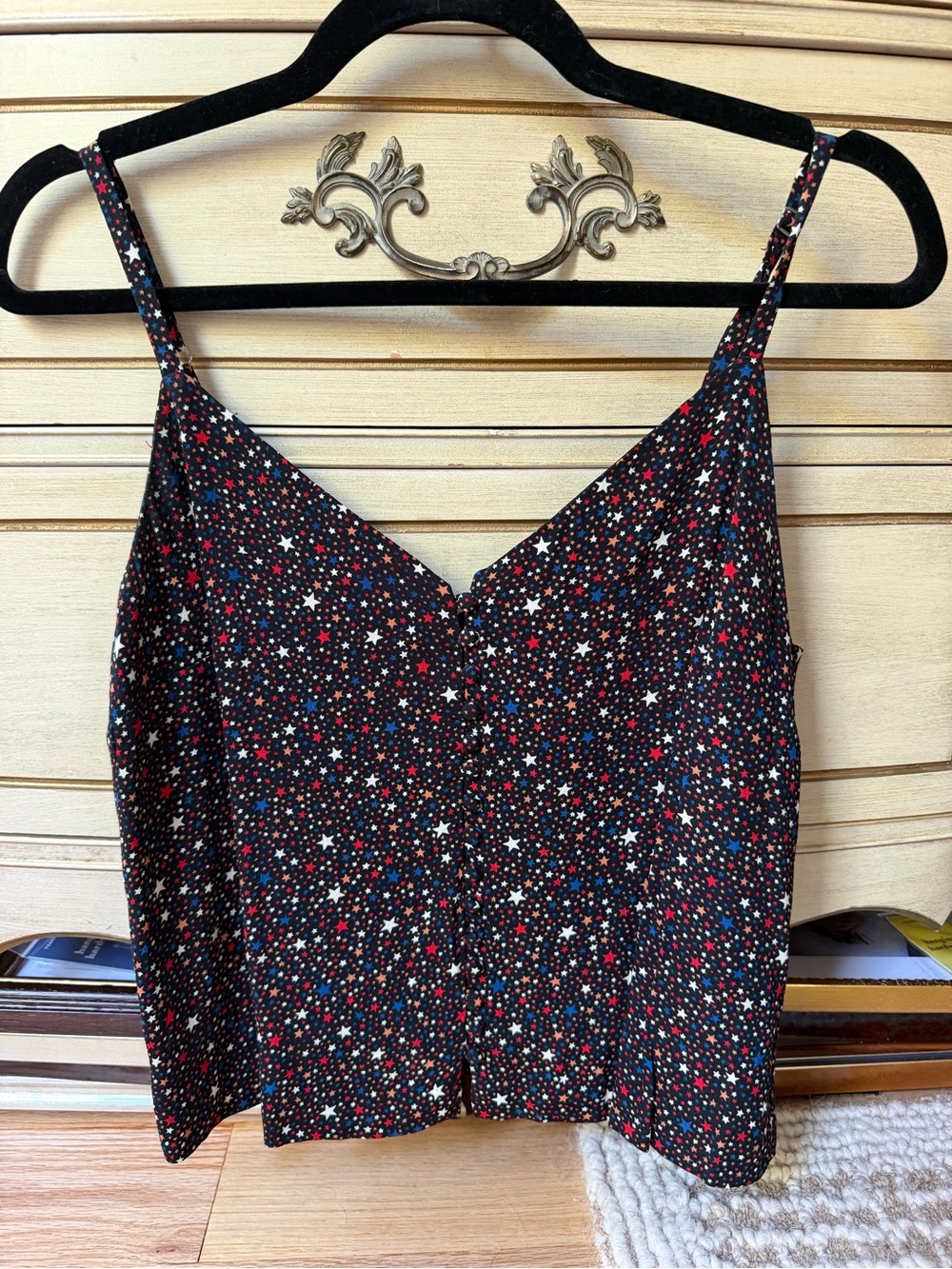 Madewell Black Star Print Spaghetti Strap Tank Top